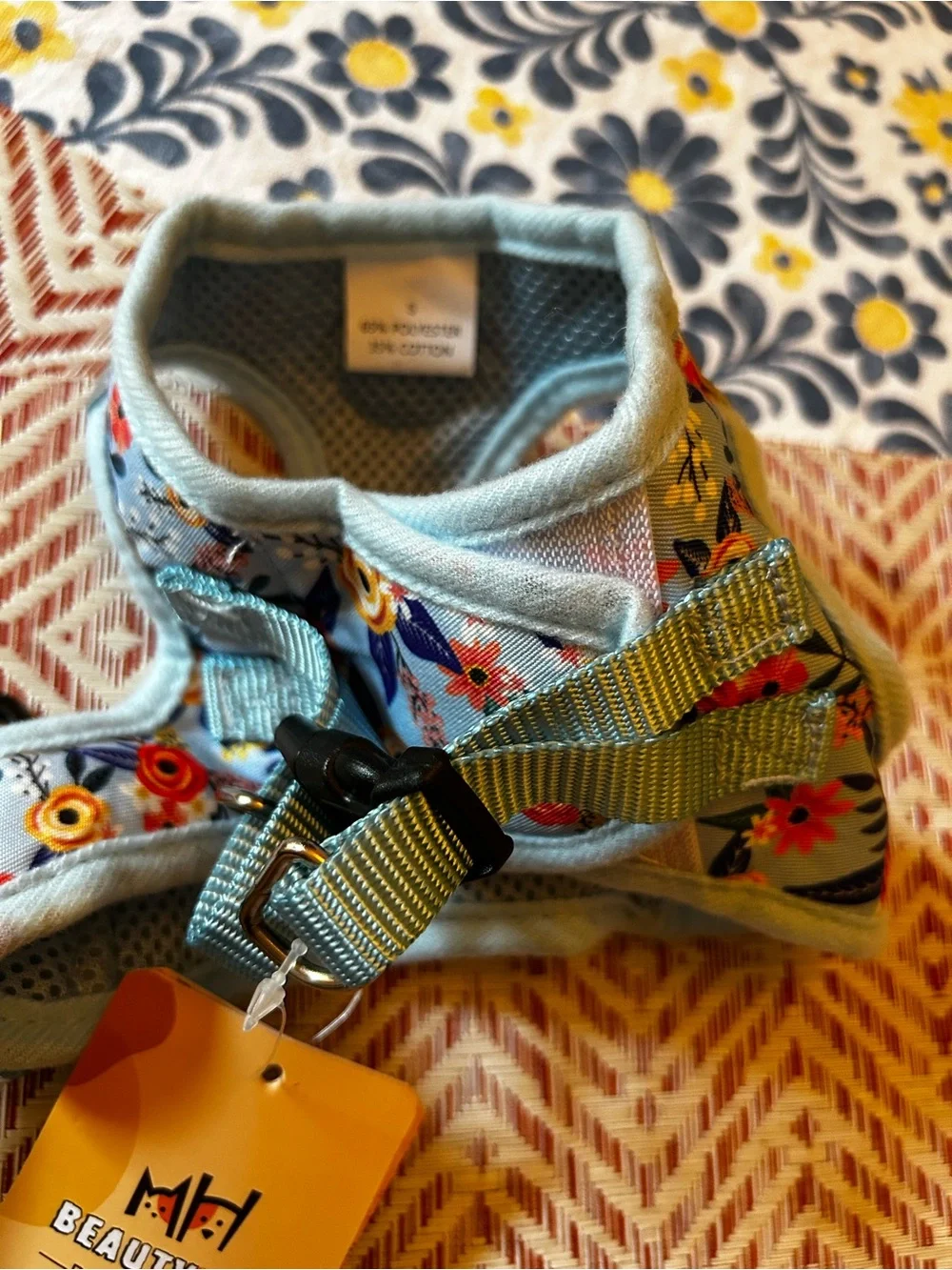 Small Dog Harness and Leash Set, No Pull Puppy Pet Vest- Floral,S